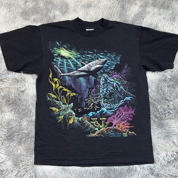 Vintage Other - Vintage 1993 XL Great White Shark Graphic Tee Single Stitch Stand Out Designs